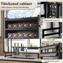 HanTai Over The Sink Dish Drainer Drying Rack, 4 Tier Full Stainless Steel Storage Adjustable Length Kitchen Rack, Multifunctional Expandable Counter Organizer, Space Saver Dish Rack - 黑色 - 查看 5