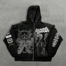 Cardigan Sweater American Spring And Autumn New Angel 3D Printed Hoodie Zipper Men's And Women's Same Loose Sweater Y2K Retro Style - 白色 - 查看 4