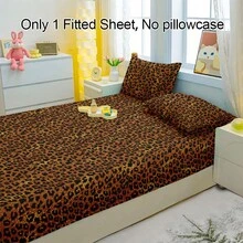 1pc Classic Leopard Print Breathable Fitted Sheet, Soft & Comfortable Mattress Cover For Bedroom, Guest Room And Dorm, Mattress Protector, Bedding Set (Pillow Case Not Included) - Multicolor - View 4