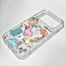 1pc Cute Cartoon Dinosaur Soft Edge Transparent Magnetic Protective Phone Case, Anti-Oxidation, Compatible With IPhone 7/8/XR/11/12Pro/13Mini/14Plus/15/16/17Pro Max And Galaxy A05S/15/A16/A25/A26/A36/A54/A56, S21FE/S22Plus/S23Ultra/S24/S25Plus/S26Ultra - Clear - View 4