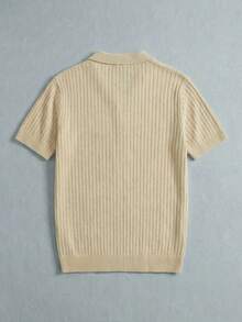 Áo thun nam tay ngắn dệt kim gân mùa hè - Màu be - Xem 4