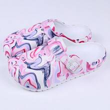 Women's Fashionable Adjustable Buckle Printed Slip-On Slippers, Indoor Home EVA Soft Sole Protective Sandals - Colorful - View 9