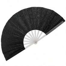Ventilador plegable de mano grande para hombres y mujeres abanicos decorativos plegables accesorios rave utilizado para baile fiestas bodas festivales de música decoraciones -008 - NO BRUTO - Ver 8