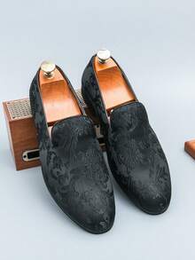 Fashionable Slip-On Loafers, Men's Office/Business Formal Leather Shoes, Spring Unlined Black Wedding/Groom Shoes, Hairstylist Shoes Comfortable Soft Sole Casual Business Shoes Blue Printed Casual Dress Shoes, Slip-On Slouchy Autumn/Winter Gentleman Fashion Flats Classic Retro Casual Shoes, Soft Leather Men's Wedding Shoes Summer Slip-On Mule Shoes - Black - View 2