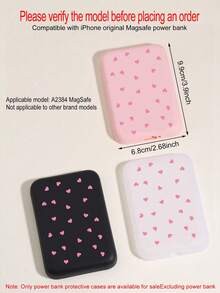 (Case Only) Heart Pattern Magnetic Power Bank Protective Cover | Anti-Drop & Anti-Slip Silicone Case For Wireless Charging Power Banks - Multicolor - View 3