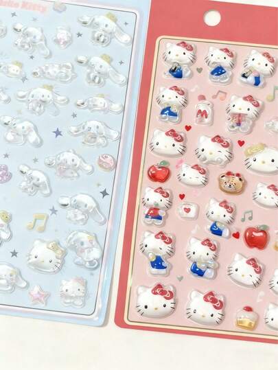 可爱3D卡通音乐旋律贴纸，3D手工手机装饰贴纸，女孩礼物，手工玩具，颜色和图案随机