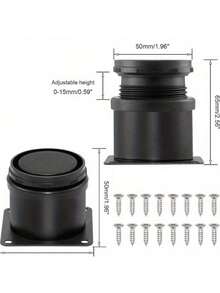 4 chân đế tròn điều chỉnh được, chân tủ bằng thép không gỉ 4 inch, kim loại phủ nhựa đen, 50x100mm, dùng cho các dự án tự làm đồ nội thất, bao gồm 16 ốc vít. - Nhiều màu - Xem 12