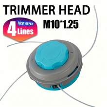 1个重型自动割草机头，4线设计 - 兼容汽油割草机、除草机、割灌机 - M10*1.25螺距替换头，经久耐用，适用于专业和家庭草坪护理、园艺设备。 - 淺藍色 - 查看 4