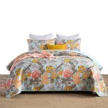100% Cotton 3Pcs Multicolor Floral Yellow Paisley Bedspread Set – Soft & Breathable Coverlet Set For Room Decro Bedding,Wedding Items,Valentines Day Home Bed Room Decor,Easter Gifts,All Season - 芥末黃 - 查看 8