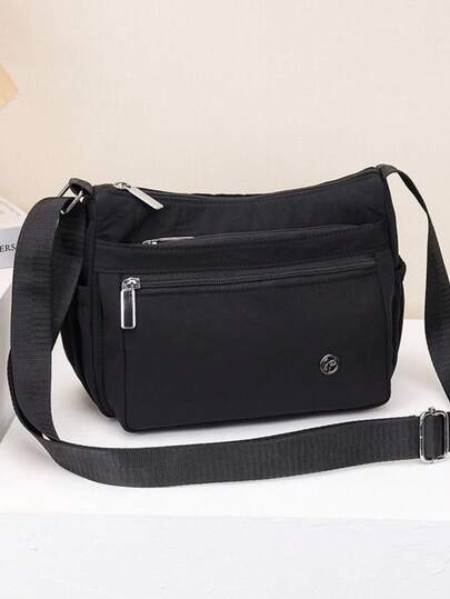 1pc Solid Color Nylon Fabric Zipper Closure Multi-Compartment Backpack, Suitable For Carrying Daily Essentials Like Phone, Tissue, Fashionable Casual Crossbody Bag For Men, Suitable For Commuting, Strolling, Business, Suitable For Spring, Summer, Autumn, Winter, Gift For Friends Or Yourself