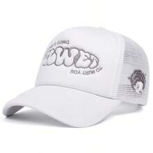 1顶女童刺绣网纱遮阳帽，可调节户外休闲防晒帽，男女通用，适合春秋季旅行海滩度假 - 彩色 - 查看 2