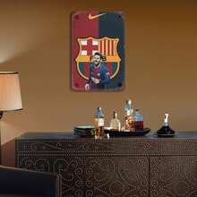 Barcelona Football Club Jersey Style Vintage Tin Painting Red And Navy Blue With Fc Barcelona  And  Logo For Soccer Fans Bedroom Or Living Room Decor - Multicolor - View 5