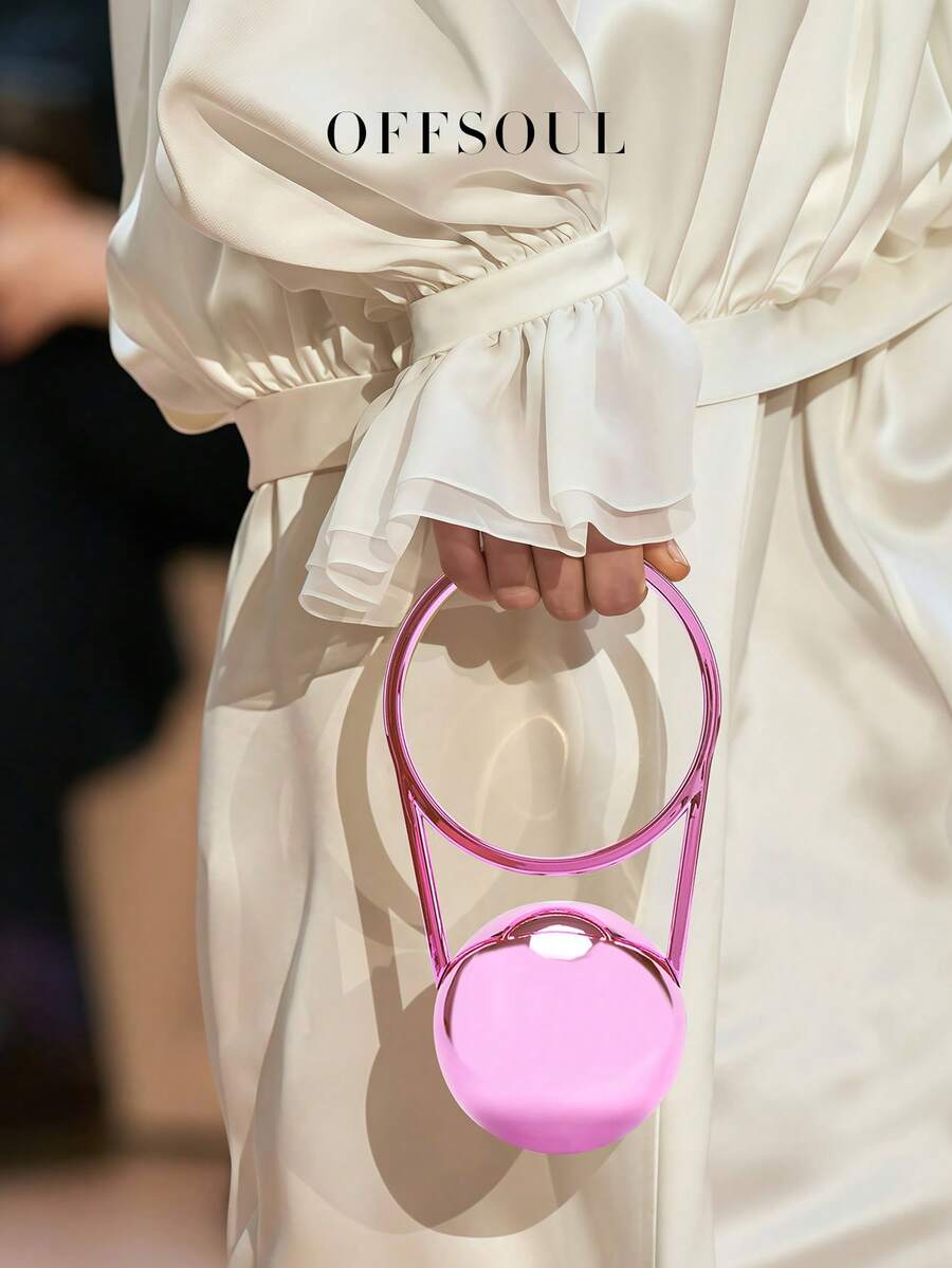 白色新娘婚礼仪式包，高端优雅晚宴手拿包，女士软柄手提包，适合派对、宴会、海滩度假等场合 - 玫紅色 - 查看 1