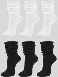 4 Pairs Women's Loose Knit Socks, Soft & Comfortable, Warm & Breathable, Fashion Versatile, Available In Black, White, Dark Grey, Light Grey. Perfect Gift For Hiking, Back To School, Halloween And Christmas. - Multicolor - View 3