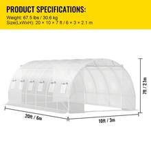 15x7x7ft & 20x10x7ft Walk-In Tunnel Greenhouse, Portable Plant Hot House With Galvanized Steel Hoops, Top Beam, Diagonal Poles, Zippered Door & Roll-Up Windows, White - 20 x 10 x 7 英尺 - 查看 7