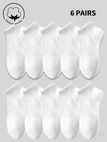 3/6/9 đôi tất cotton cổ ngắn cho nữ, màu xám/đen/trắng, thiết kế lưới thoáng khí, thấm hút mồ hôi, mềm mại và thoải mái, phù hợp cho mùa thu, đông, xuân, hè, kỳ nghỉ, thể thao, thường ngày, công sở, quanh năm, phối màu ngẫu nhiên. - trắng - Xem 9