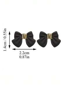1 paire de boucles d'oreilles à clous élégantes de style français rétro et de luxe avec un nœud papillon, convenant pour le port quotidien et les vacances des adolescentes - Arc - Voir 5