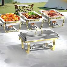 Gold Self-Serve Buffet Warmer, Premium Buffet Warming Tray, Full Set Buffet Warming Appliance - Half-gold Stove - View 2