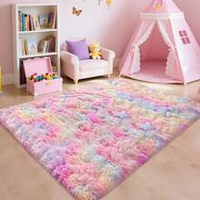 eluckya Soft And Fluffy Shag Rug – Luxurious Plush Carpet For Bedrooms And Living Rooms, Modern Shag Rug, Stain-Resistant, Machine Washable, Perfect For Valentine's Day, Room Decor, Home Decor, Bedroom Decor. An Ideal Choice For Home Decor And Dorm Rooms. - Nhuộm tie-dye màu sắc cầu vồng - Xem 15