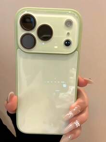 Minimalist Electroplated Glass Phone Case Compatible With IPhone 17 Pro Max, Women's Luxury Reflective Mirror Protective Cover Compatible With IPhone 16, 15, 14, 13 With Lens Film, Anti-Fall High-End Goddess Super Popular - Green - View 5
