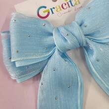 Organza Ribbon With Glitter Tips - Baby Blue - View 2