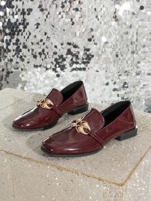Women's Fashion Versatile Strap Buckle Flat Loafers, Comfortable Casual Outdoor Shoes For All Seasons - Burgundy - View 7