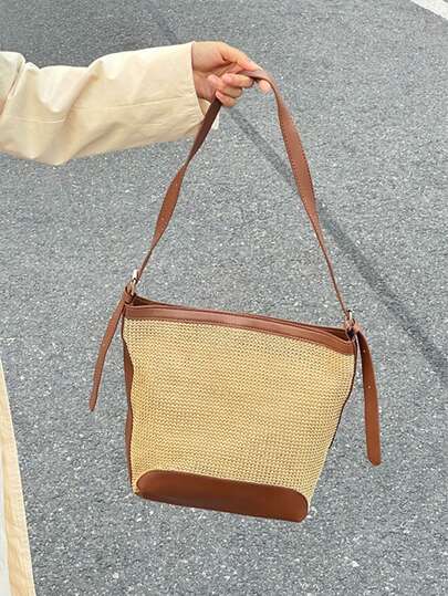 2026新款轻便奢华编织沙滩包，女士高端休闲草编手提包，通勤必备