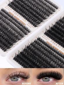 CMAYOME 640/200片装假睫毛册,D型卷翘浓密款,数量充足,品质上乘,价格实惠,新款DIY假睫毛,蓬松柔软,3D仿貂毛睫毛,假睫毛,化妆,睫毛嫁接,短款睫毛,DIY睫毛,浅色睫毛,在家DIY睫毛嫁接 - D - 查看 5