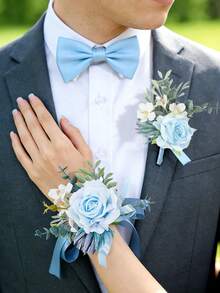 2 chiếc vòng hoa sen xanh đeo tay và cài áo chú rể, vòng hoa hoa giả đeo tay, vòng hoa đeo tay dự tiệc, phụ kiện cài áo chú rể cho nam giới, trang trí dạ hội. - Nhiều màu - Xem 13