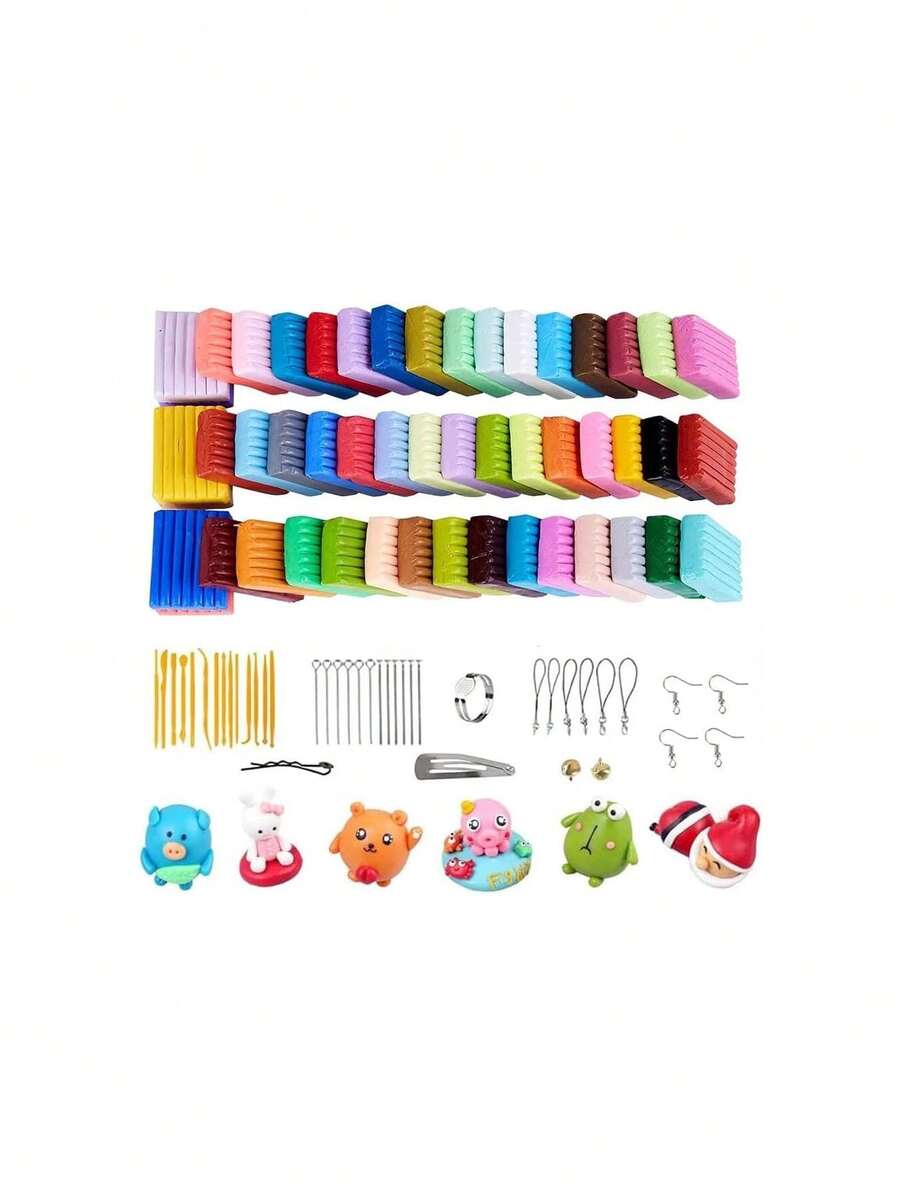 50 Colores Kit de Inicio de Arcilla Polimérica,arcilla Suave de modelado para horno de con 41 pazs Herramientas para Esculpir,Bloque Arcilla Hornear Manualidade,ideal para niños/artistas/principiante,40853851 - Multicolor - Ver 1