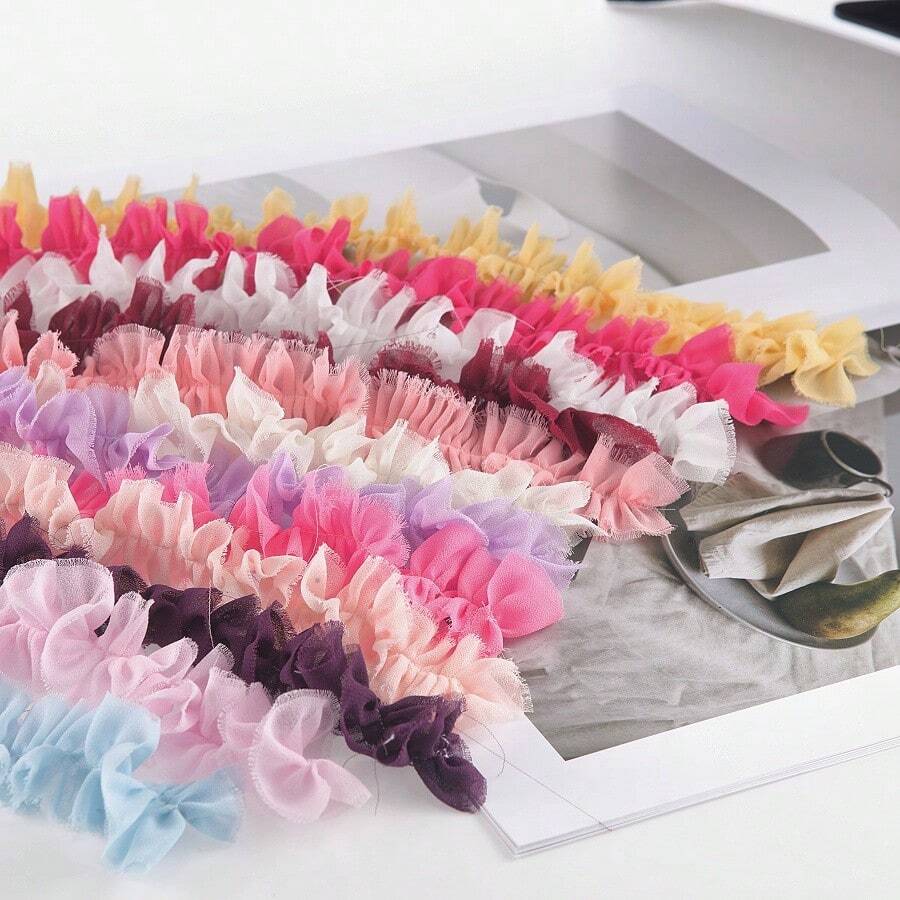 4cm*1.45m Chiffon Lace Trim, Handmade Sewing Accessory DIY Craft Supply - Multicolor - View 1