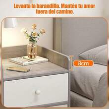 Mesilla De Noche Sencilla Y Elegante De Doble CajóN Con ProteccióN En Los Bordes - Negro - Ver 4