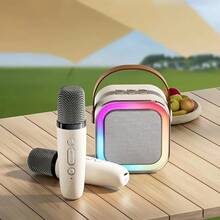 Mini Karaoke Machine For Kids, Colorful LED Portable Bluetooth Singing Speaker With 2 Mics, Christmas Birthday Gifts For Girls Boys - Violet Purple - View 8