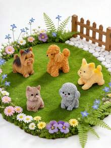 7件迷你树脂小狗摆件，微景观装饰配件，适用于卧室、书桌、办公室装饰，柔和可爱的设计带来治愈的氛围，愿您被可爱环绕，享受生活中的简单快乐 - 彩色 - 查看 3