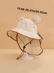 1pc Multi-Color Double Ear Strap Bucket Hat With Lanyard, Can Fix Position And Cover Nape, Cute, Lightweight And Suitable For Sun Protection, Ideal For Boys And Girls Outdoor Activities In Spring And Summer, Great Gift For Kids And Friends - Multicolor - View 4