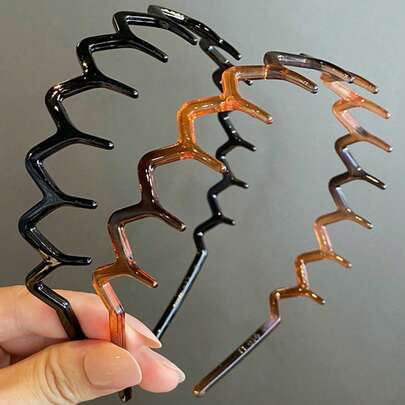 4pcs Simple Wave Headbands, Basic Makeup Headbands, Plastic Headbands, Elegant Style, Women Hair Accessories, Styling Tools, Beauty Supplies, Curling Accessories, Suitable For Women, Autumn, Travel