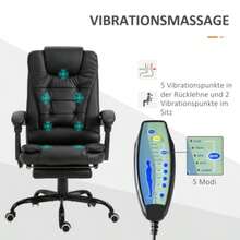 Swivel Office Chair With 7 Massage Points, Height Adjustable, With Integrated Footrest, 67 X 79 X 111-121 Cm - Black - View 2