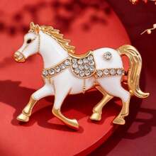 1枚欧美热销胸针 跨境新款卡通生肖创意珐琅滴油小马胸针 精致百搭头巾别针