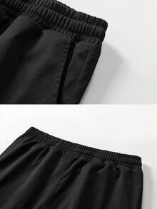 1pc Men's Casual Cargo Shorts With Large Pockets, Summer - Black - View 5