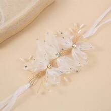 1pc Bridal Fashion Crystal Rhinestone Butterfly Wrist Corsage, Versatile & Elegant Accessory - White - View 2