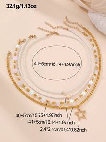Bộ 4 chiếc vòng cổ hạt cườm hình trái tim, mặt trăng, ngôi sao năm cánh dành cho bé gái, thích hợp để trang trí hàng ngày. - Nhiều màu - Xem 5
