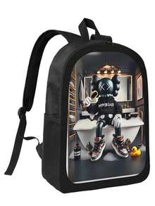 Kawss Kawaii Kaw  Anime Cartoon Men&AposLarge Capacity Backpack With Adjustable Shoulder Straps For Convenient Design, Waterproof And Scratch Resistant, Travel, And Commuting Backpacks - 黑色 - 查看 1