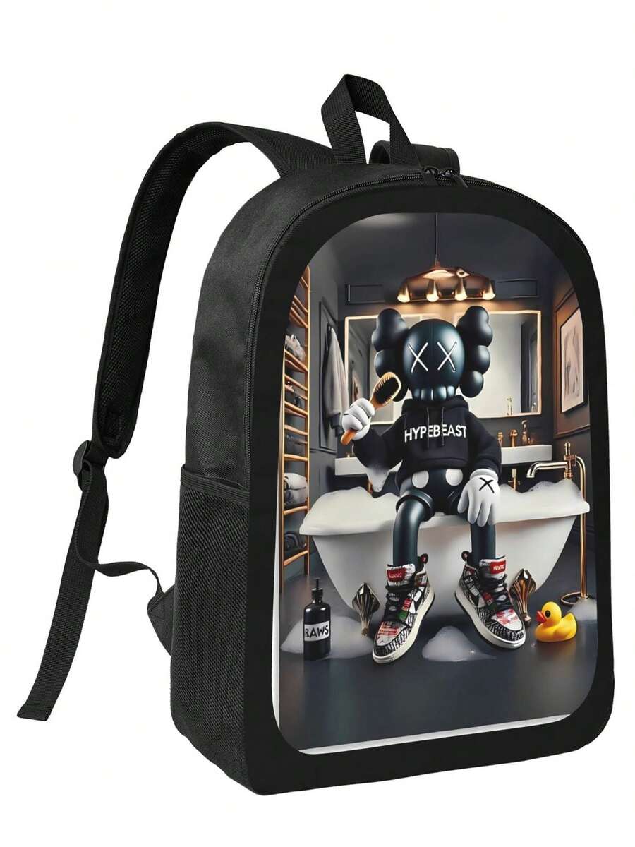Kawss Kawaii Kaw Anime Cartoon Men&AposLarge Capacity Backpack With Adjustable Shoulder Straps For Convenient Design, Waterproof And Scratch Resistant, Travel, And Commuting Backpacks - 黑色 - 查看 1