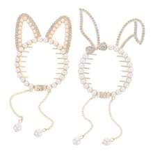 1pc Bunny Ear Hair Clips, Easter Rabbit Ear Ponytail Bun Holder Metal Hair Claw Clip For Ponytail Hairstyle Easter Hair Accessories With Rhinestone Pearl Design Claw Clips, Comfortable Hair Accessories For Women - Multicolor - View 6