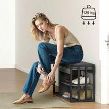 Shoe Rack With Bench, Hallway Shoe Rack, 3-Tier Designer Shoe Rack, For Hallway, Entrance, Living Room, Bedroom, Grey