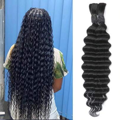 Deep Wave Bulk Hair For Braiding No Weft Human Braiding Hair For Women Human Hair Extensions Micro Braiding Hair Natural Black