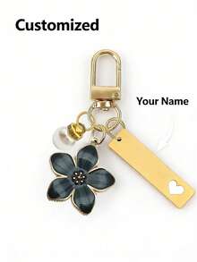 1pc Customized Metal Sakura Keychain, Personalized Stainless Steel Keyring, Engraved, Fashionable, Vintage, Minimalist, Unique, New Autumn Design, Unisex, Lightweight & Elegant Sakura Design, With Tag, Suitable For Bags, Car Keys, Couples & Holiday Gifts, Delicate & Romantic - Multicolor - View 15