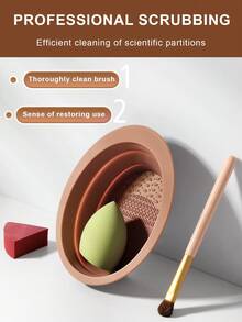 52PCS Makeup Tools Set Including:25PCS Makeup Brush Set+4PCS Makeup Sponges+4PCS Mini Makeup Sponges+4PCS Triangle Powder Puffs+8PCS Mini Air Cushion Powder Puffs+1pc Hairband+2PCS Hand Bowl Strap+1pc Makeup Brush Cleaning Tools+2PCS Facial Cleansing Sponges+1pc Eyelash Curler - Brown - View 11