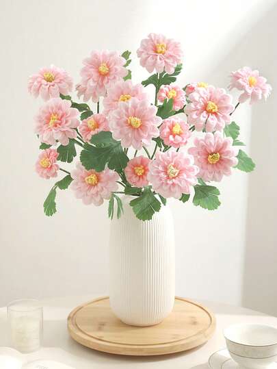 1/2pcs Artificial Flower Bouquet, 24.41in Pink/White Silk Fake Flower Marigold, For Bouquet Accessories, Spring Home Decoration, Bedroom Living Room Decor, Garden Decor, Wedding Decoration, Flower Arrangement, Valentine's Day, Party Decor