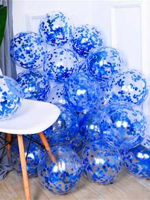 10 Stücke 30 cm (12 Zoll) goldene Pailletten Latex Ballons, transparente Glitzer Helium Ballons, geeignet für Hochzeit, Geburtstags Party Dekoration - Blau - Übersicht 3